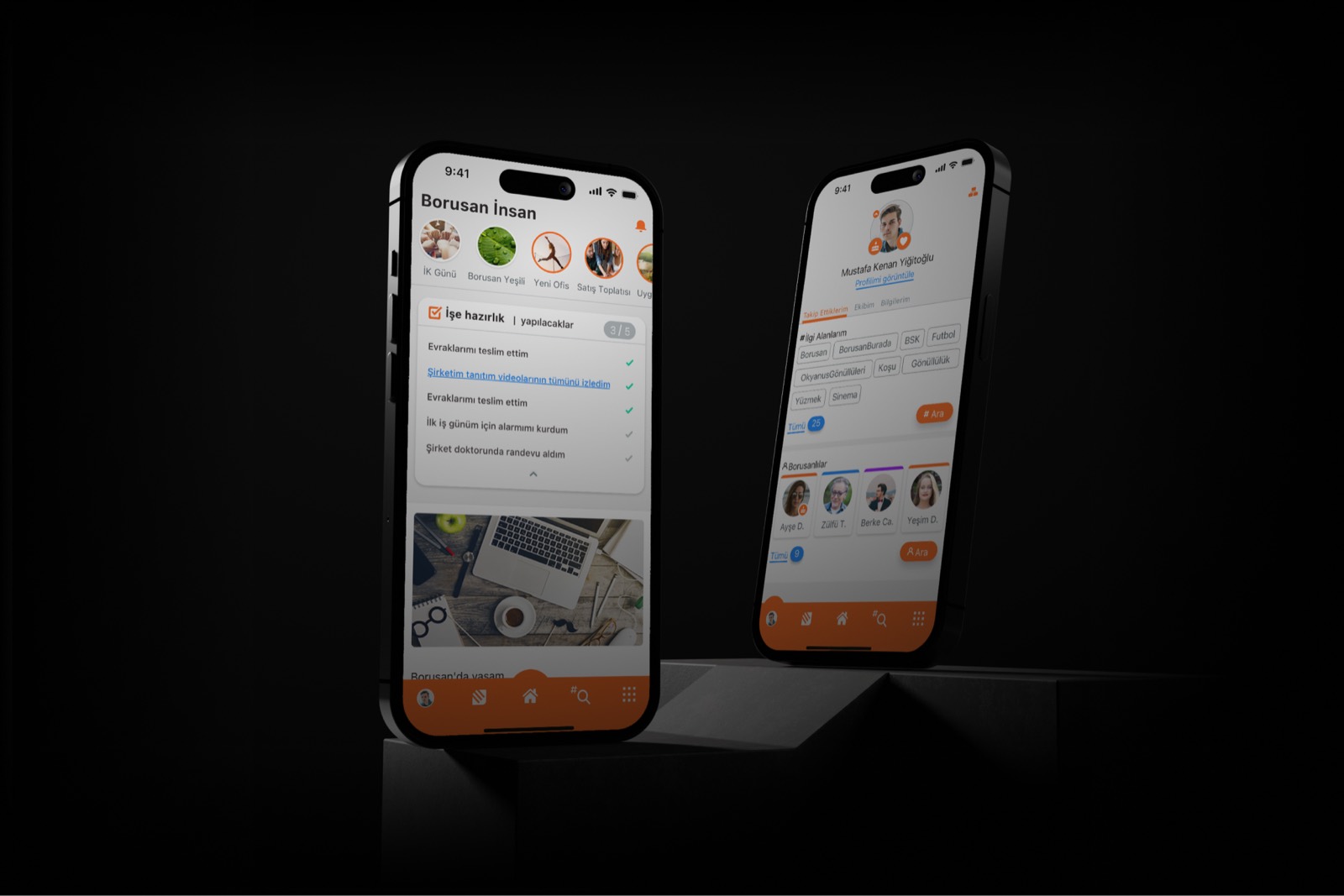 Borusan internal employee platform screens